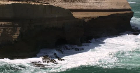 Eroded Steep Cliff Coastline With Waves Splashing Clip1297 Stock Footage 230968358