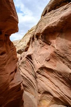Eroded by water and wind cliffs in the canyon Little Wild Horse Canyon. San.. Fotos de archivo
