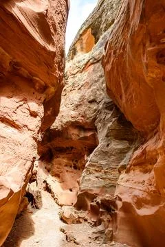 Eroded by water and wind cliffs in the canyon, Little Wild Horse Canyon, Sa.. Stock-Fotos