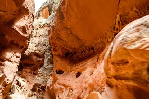 Eroded by water and wind cliffs in the canyon, Little Wild Horse Canyon,  Uta Stock Photos