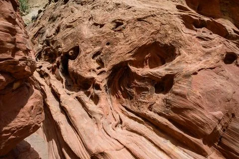 Eroded by water and wind cliffs in the canyon, Little Wild Horse Canyon, Sa.. Stock Photos