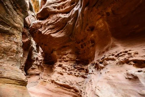 Eroded by water and wind cliffs in the canyon, Little Wild Horse Canyon, Sa.. Stock Photos