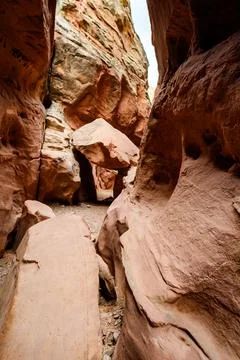 Eroded by water and wind cliffs in the canyon, Little Wild Horse Canyon, Sa.. Stock Photos