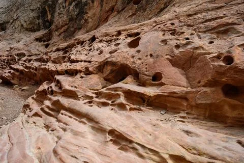Eroded by water and wind cliffs in the canyon, Little Wild Horse Canyon, Sa.. 스톡 사진