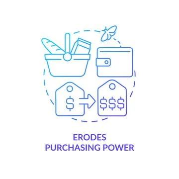 Erodes purchasing power blue gradient concept icon Ilustración de archivo
