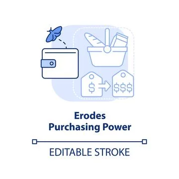 Erodes purchasing power light blue concept icon Ilustración de archivo