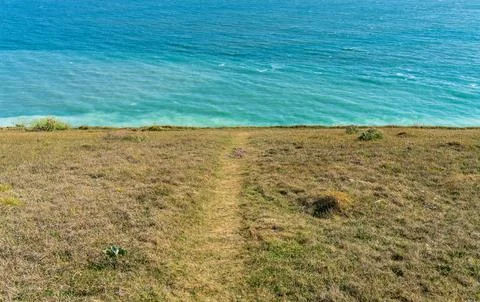 Eroding cliffs into the ocean in Compton Bay on the Isle of Wight Foto stock