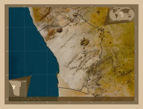 Erongo, Namibia. Low resolution satellite map Illustrazione stock