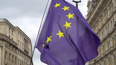 Eropean flag being waved in slowmotion Video stock 105612671