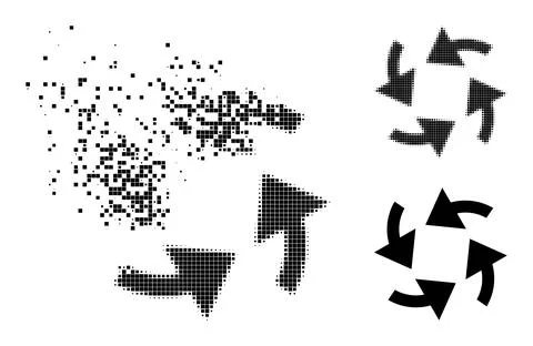 Erosion and Halftone Dot Cyclone Arrows Glyph イラスト素材
