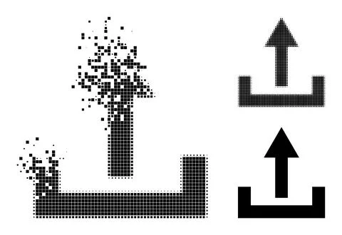 Erosion and Halftone Dot Upload Icon Stock Illustration