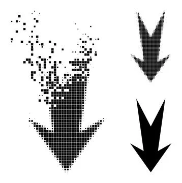 Erosion and Halftone Pixelated Arrow Down Glyph 库存插图