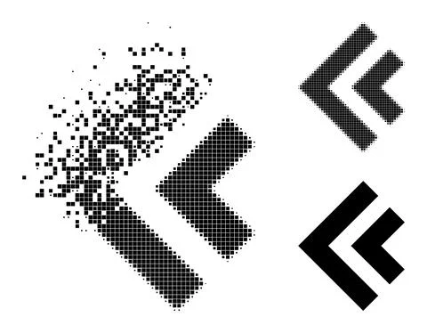 Erosion and Halftone Pixelated Shift Left Icon Stock Illustration