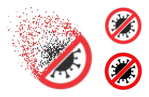 Erosion and Halftone Pixelated Stop Virus Glyph Stock Illustration