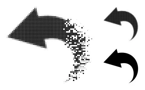 Erosion and Halftone Pixelated Undo Glyph Stock Illustration