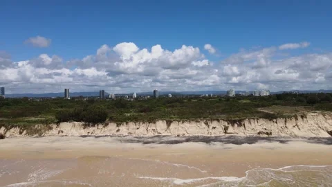 Erosion of beach sand dunes to an environmentally sensitive area close to a Stockbeeldmateriaal 304474130
