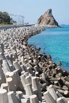 Erosion control with concrete blocks Stock Photos