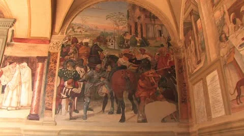 Erotic frescos in monastery in Tuscany, Italy Stock Footage