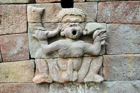 Erotic Hindu sculpture on Java, Indonesia Stock Photos