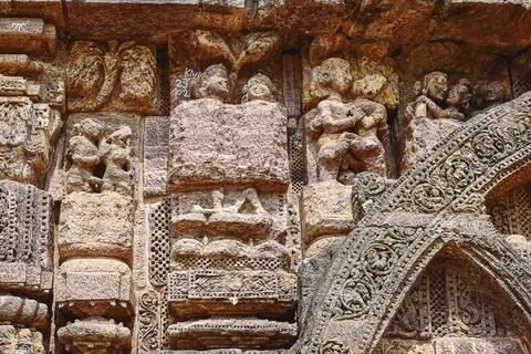 Erotic structure on the walls of temple while traveling to the world herita.. Stock Photos