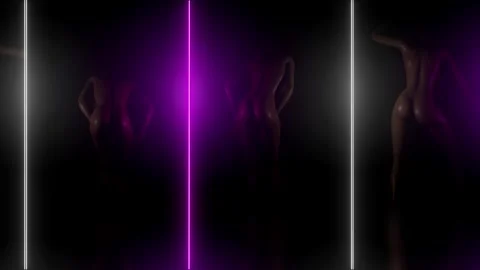Erotic three dimensional animation. 3D render dancing woman without clothes Stock Footage 281697059