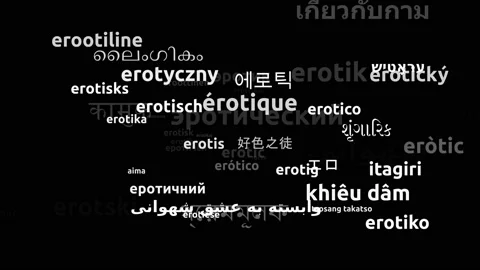 Erotic Translated in 53 Worldwide Languages Endless Looping 3d Zooming Wordcl 스톡 동영상 145205565