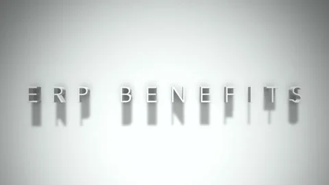 Erp benefits 3D title animation white text on a white background Stock Footage 299380431