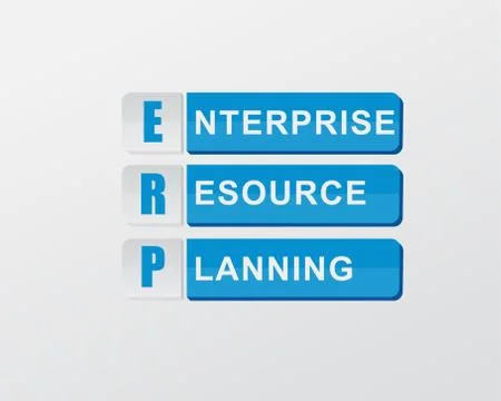 Erp in blue blocks, flat design Stock Illustration