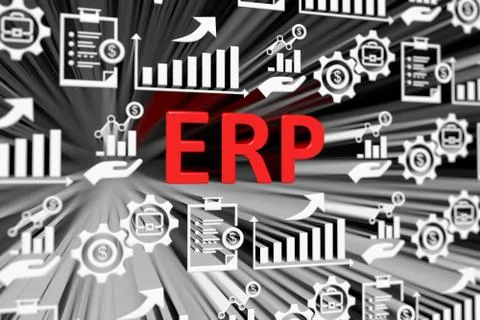 ERP concept blurred background 3d render illustration Illustrazione stock