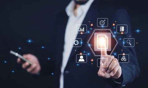 ERP document management, Documents management information system concept, B.. 스톡 사진