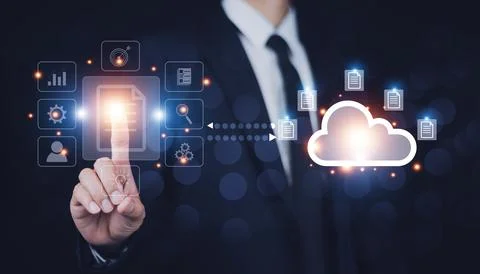 ERP document management, Documents management information system concept, B.. Foto stock