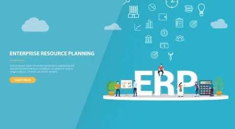 Erp enterprise resource planning concept for website template banner or landi Stock Illustration