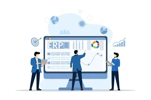 ERP enterprise resource planning concept, company productivity and improvement. Stock Illustration