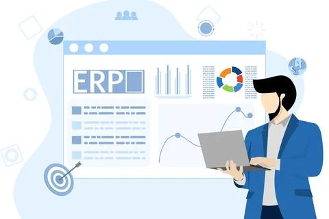 ERP enterprise resource planning concept, company productivity and improvement. Stock Illustration