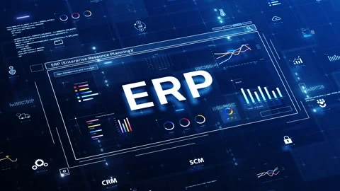 ERP Enterprise Resource Planning software technology concept for business o.. Video stock 308846100