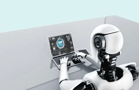 ERP enterprise resource planning software for modish business Stock Illustration