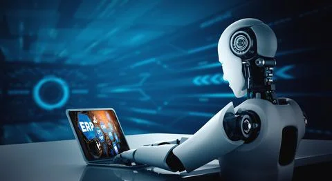 ERP enterprise resource planning software for modish business Stock Illustration