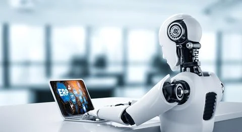 ERP enterprise resource planning software for modish business Stock Illustration