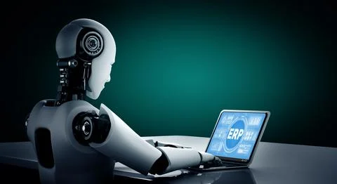 ERP enterprise resource planning software for modish business Stock Illustration