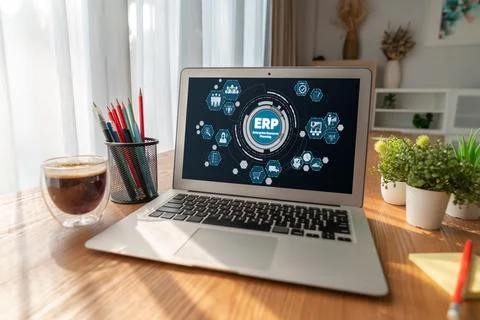 ERP enterprise resource planning software for modish business Fotos Stock