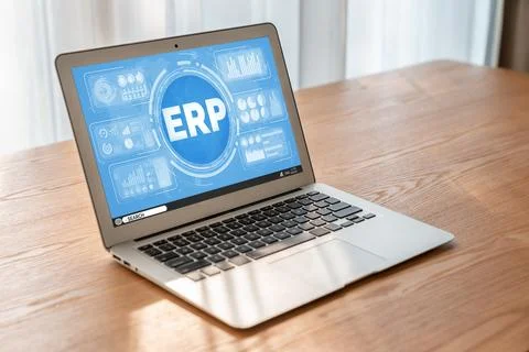 ERP enterprise resource planning software for modish business Stock Photos