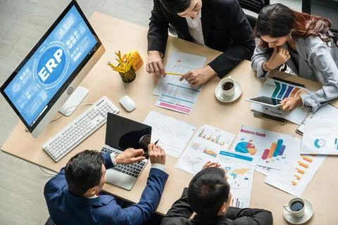 ERP enterprise resource planning software for modish business Stock Photos