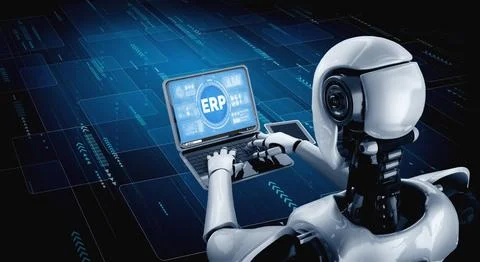 ERP enterprise resource planning software for modish business Foto stock