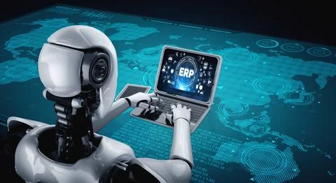ERP enterprise resource planning software for modish business Foto stock