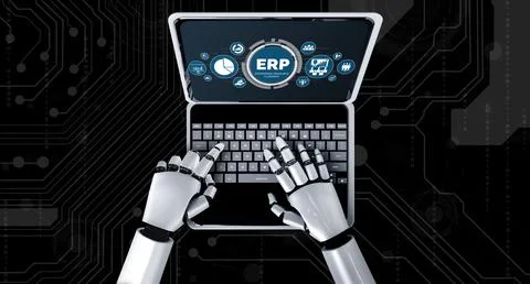 ERP enterprise resource planning software for modish business Foto stock