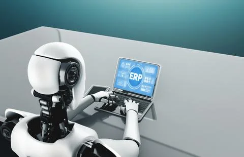 ERP enterprise resource planning software for modish business Foto stock