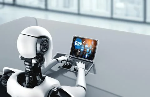 ERP enterprise resource planning software for modish business Foto stock