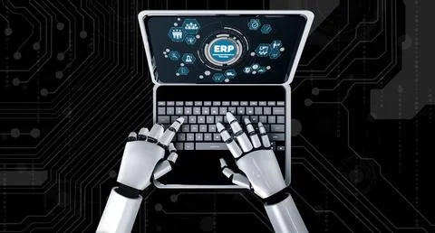 ERP enterprise resource planning software for modish business Foto stock