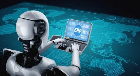 ERP enterprise resource planning software for modish business Foto stock