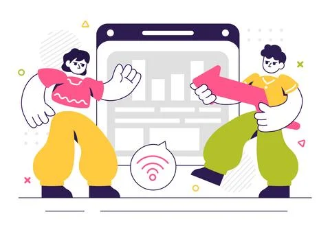 ERP Enterprise Resource Planning System Vector Illustration featuring Busin.. Stock Illustration